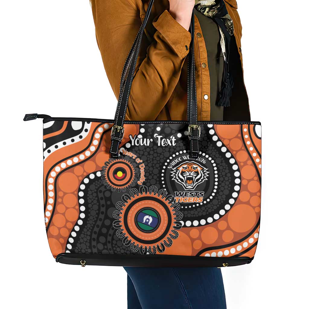 Tigers NAIDOC Week 2026 Personalised Leather Tote Bag 50 Years of Deadly Aboriginal Art