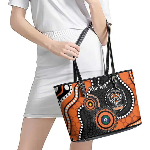 Tigers NAIDOC Week 2026 Personalised Leather Tote Bag 50 Years of Deadly Aboriginal Art