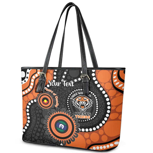 Tigers NAIDOC Week 2026 Personalised Leather Tote Bag 50 Years of Deadly Aboriginal Art