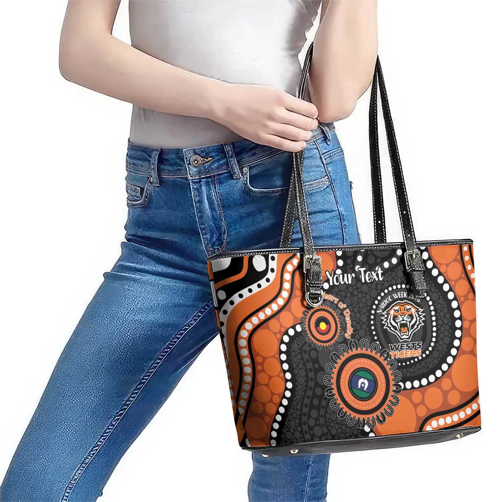 Tigers NAIDOC Week 2026 Personalised Leather Tote Bag 50 Years of Deadly Aboriginal Art