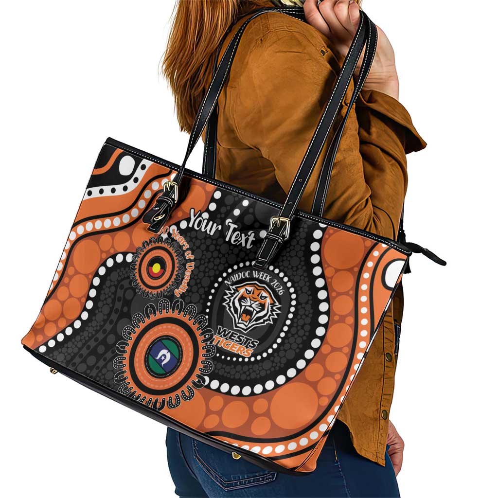 Tigers NAIDOC Week 2026 Personalised Leather Tote Bag 50 Years of Deadly Aboriginal Art