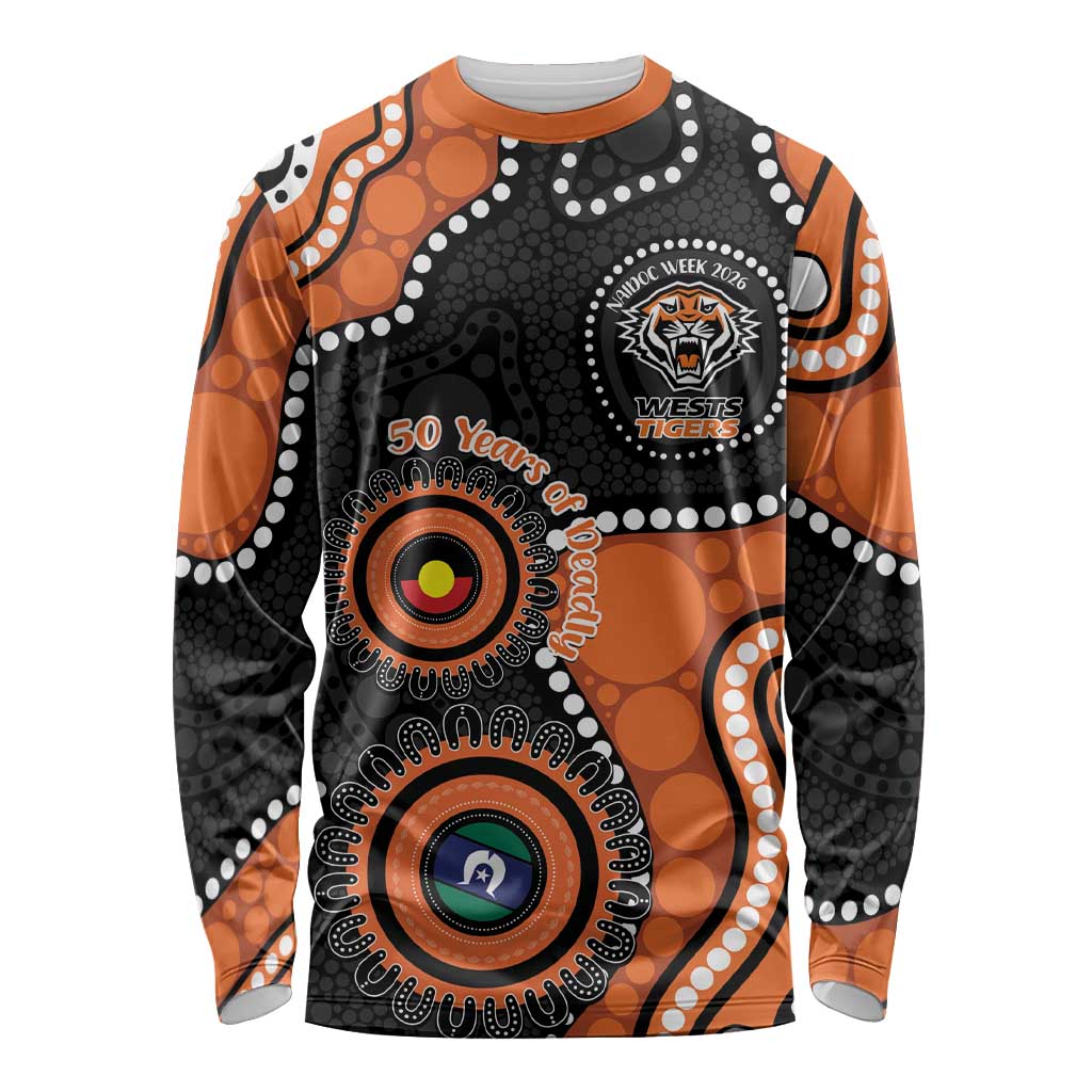 Tigers NAIDOC Week 2026 Personalised Long Sleeve Shirt 50 Years of Deadly Aboriginal Art