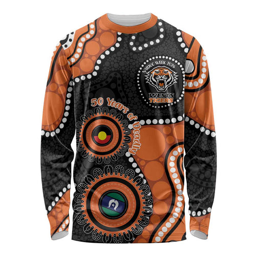 Tigers NAIDOC Week 2026 Personalised Long Sleeve Shirt 50 Years of Deadly Aboriginal Art
