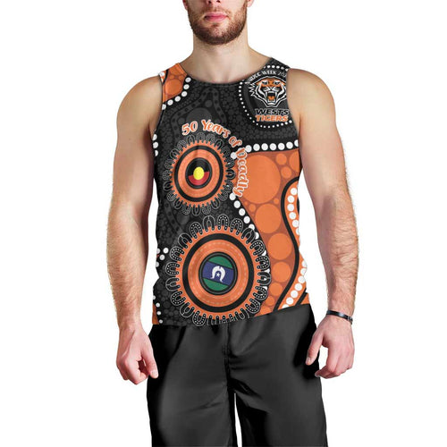 Tigers NAIDOC Week 2026 Personalised Men Tank Top 50 Years of Deadly Aboriginal Art