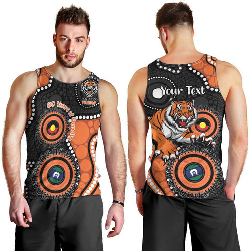 Tigers NAIDOC Week 2026 Personalised Men Tank Top 50 Years of Deadly Aboriginal Art