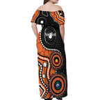 Tigers NAIDOC Week 2026 Personalised Off Shoulder Maxi Dress 50 Years of Deadly Aboriginal Art