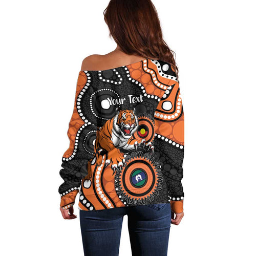 Tigers NAIDOC Week 2026 Personalised Off Shoulder Sweater 50 Years of Deadly Aboriginal Art