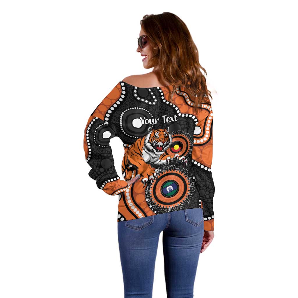 Tigers NAIDOC Week 2026 Personalised Off Shoulder Sweater 50 Years of Deadly Aboriginal Art