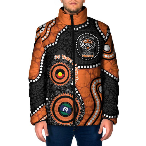 Tigers NAIDOC Week 2026 Personalised Padded Jacket 50 Years of Deadly Aboriginal Art