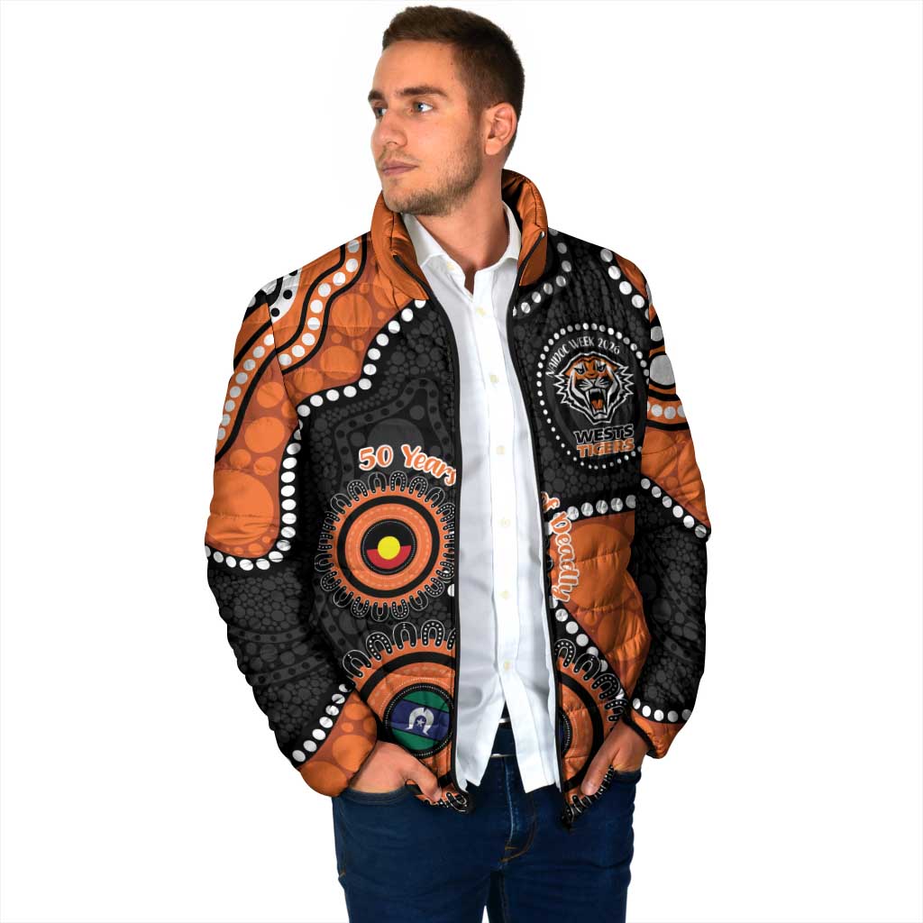 Tigers NAIDOC Week 2026 Personalised Padded Jacket 50 Years of Deadly Aboriginal Art