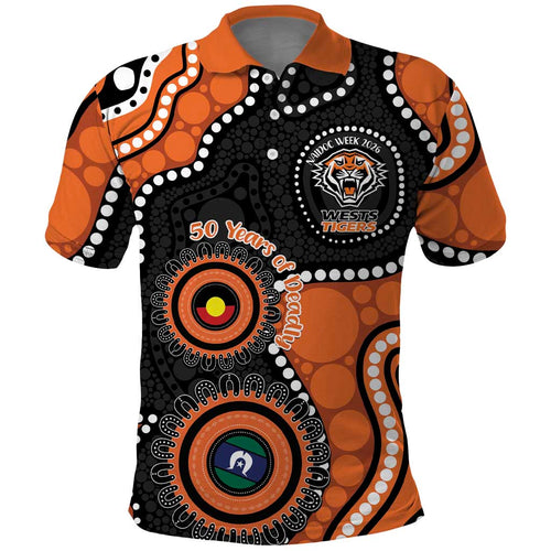 Tigers NAIDOC Week 2026 Personalised Polo Shirt 50 Years of Deadly Aboriginal Art