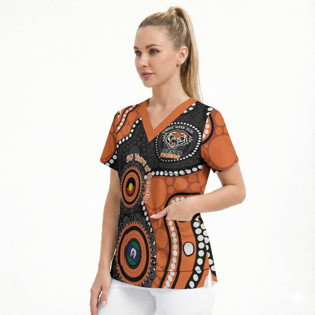 Tigers NAIDOC Week 2026 Personalised Scrub Top 50 Years of Deadly Aboriginal Art