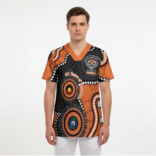 Tigers NAIDOC Week 2026 Personalised Scrub Top 50 Years of Deadly Aboriginal Art