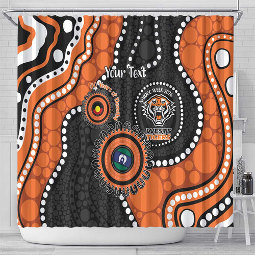 Tigers NAIDOC Week 2026 Personalised Shower Curtain 50 Years of Deadly Aboriginal Art