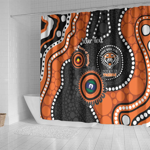 Tigers NAIDOC Week 2026 Personalised Shower Curtain 50 Years of Deadly Aboriginal Art