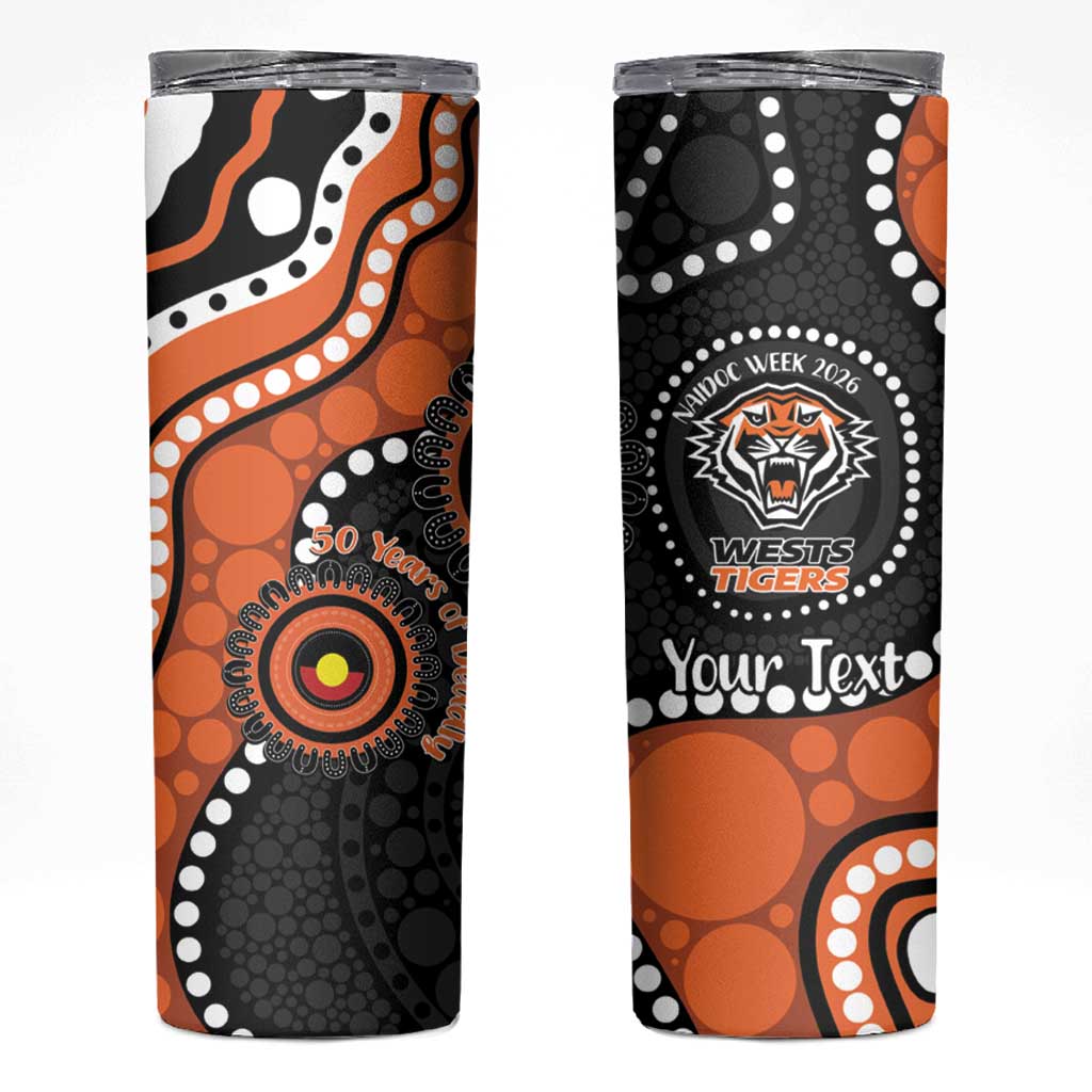 Tigers NAIDOC Week 2026 Personalised Skinny Tumbler 50 Years of Deadly Aboriginal Art