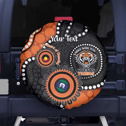Tigers NAIDOC Week 2026 Personalised Spare Tire Cover 50 Years of Deadly Aboriginal Art