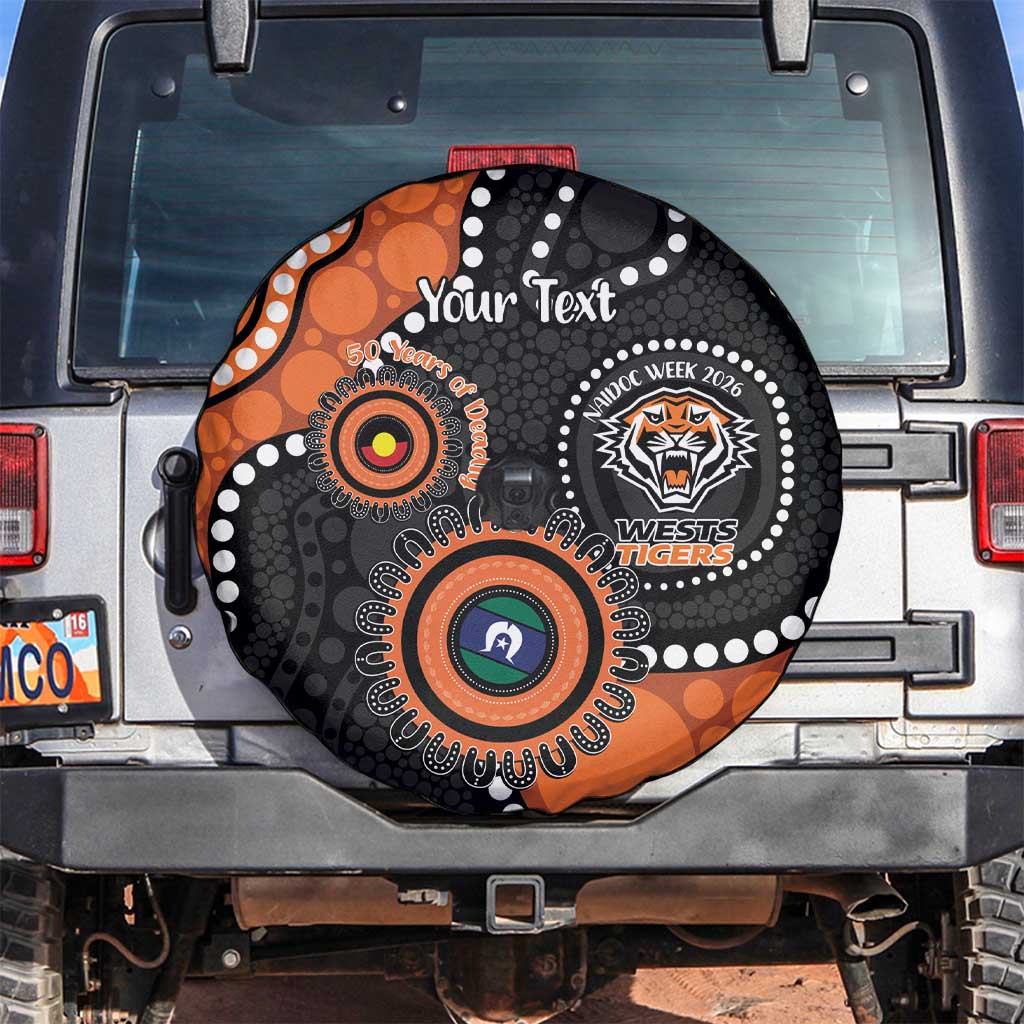 Tigers NAIDOC Week 2026 Personalised Spare Tire Cover 50 Years of Deadly Aboriginal Art