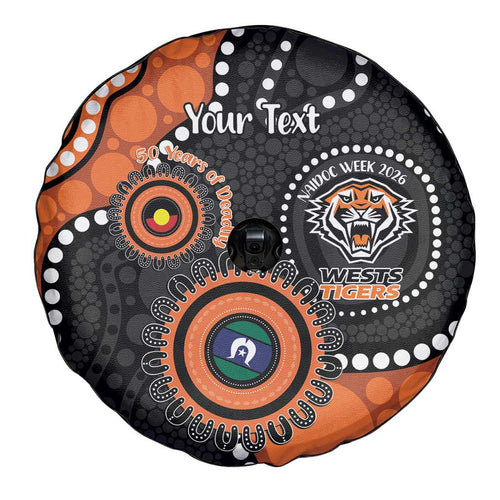 Tigers NAIDOC Week 2026 Personalised Spare Tire Cover 50 Years of Deadly Aboriginal Art