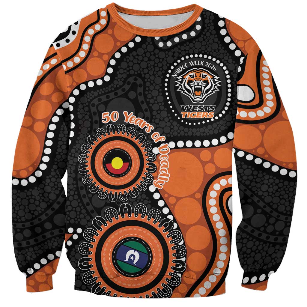 Tigers NAIDOC Week 2026 Personalised Sweatshirt 50 Years of Deadly Aboriginal Art