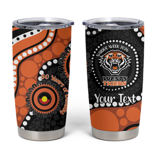 Tigers NAIDOC Week 2026 Personalised Tumbler Cup 50 Years of Deadly Aboriginal Art