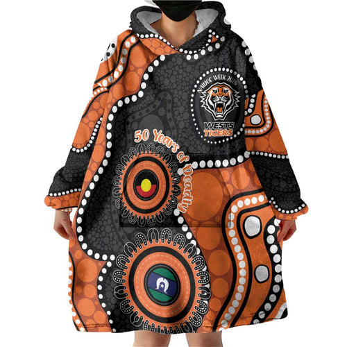 Tigers NAIDOC Week 2026 Personalised Wearable Blanket Hoodie 50 Years of Deadly Aboriginal Art