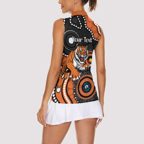 Tigers NAIDOC Week 2026 Personalised Women Sleeveless Polo Shirt 50 Years of Deadly Aboriginal Art