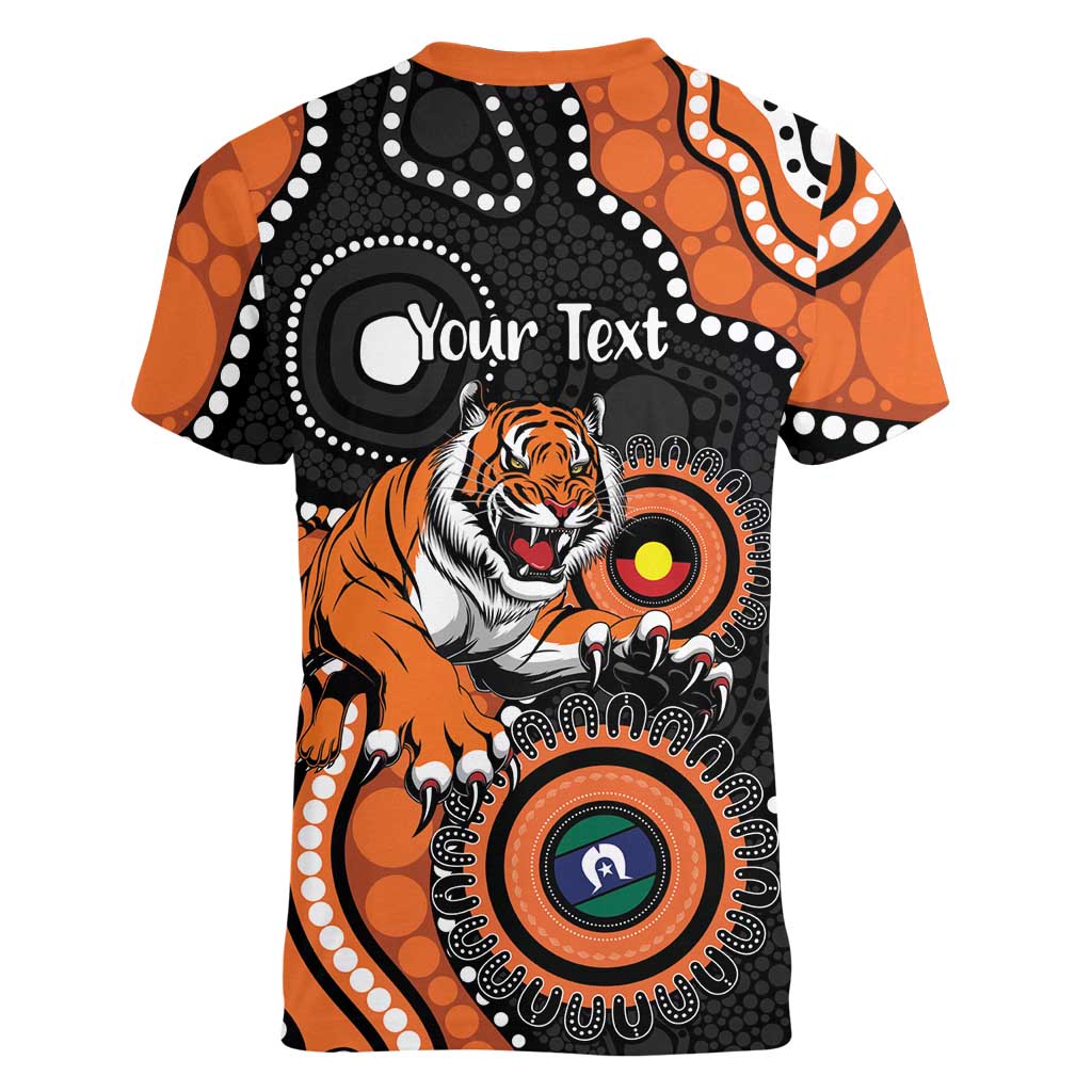 Tigers NAIDOC Week 2026 Personalised Women V-Neck T-Shirt 50 Years of Deadly Aboriginal Art