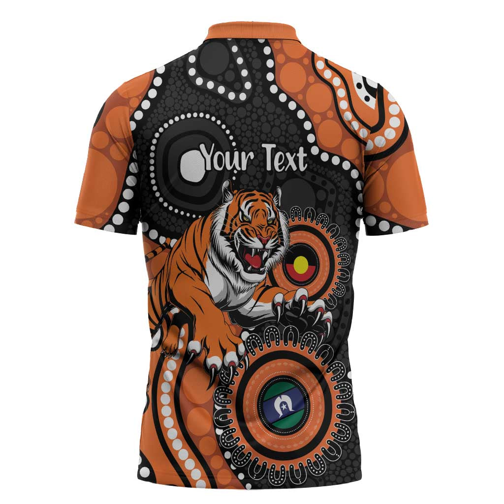 Tigers NAIDOC Week 2026 Personalised Zipper Polo Shirt 50 Years of Deadly Aboriginal Art