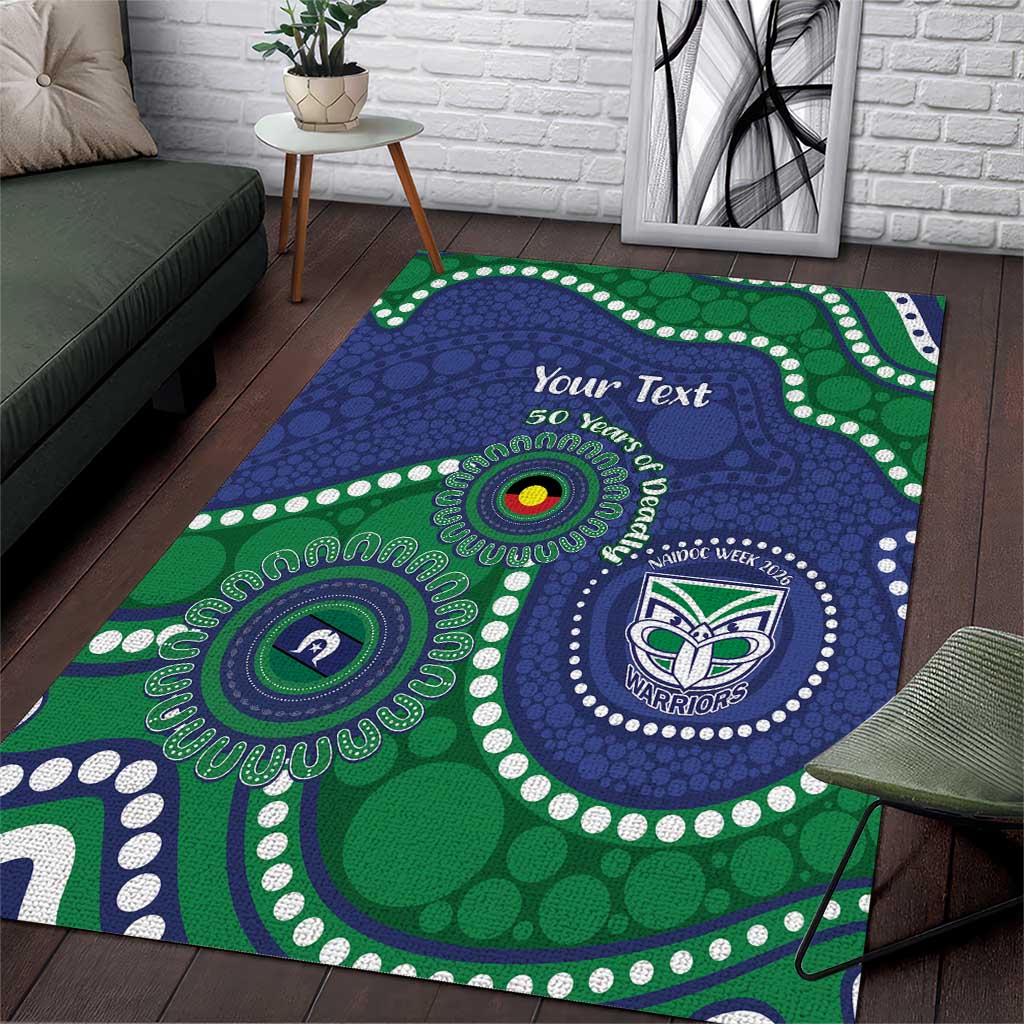 Warriors NAIDOC Week 2026 Personalised Area Rug 50 Years of Deadly Aboriginal Art