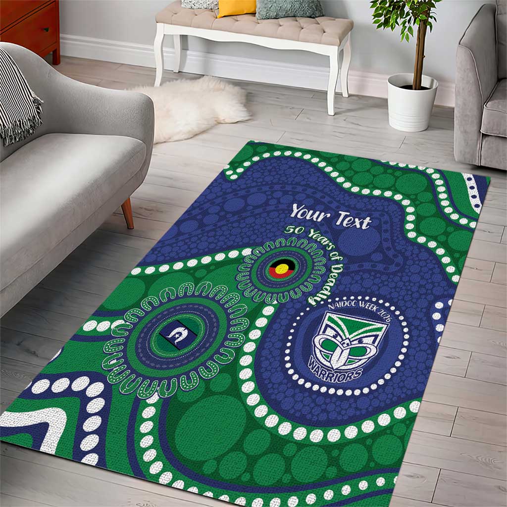 Warriors NAIDOC Week 2026 Personalised Area Rug 50 Years of Deadly Aboriginal Art