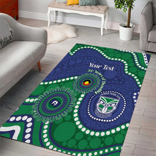 Warriors NAIDOC Week 2026 Personalised Area Rug 50 Years of Deadly Aboriginal Art