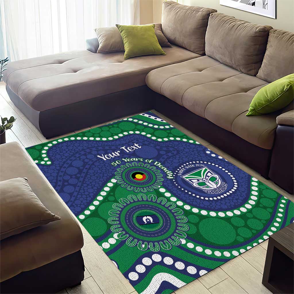 Warriors NAIDOC Week 2026 Personalised Area Rug 50 Years of Deadly Aboriginal Art