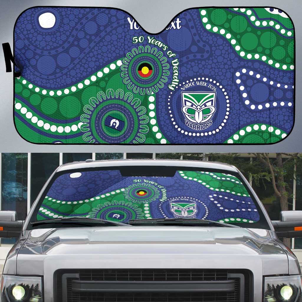 Warriors NAIDOC Week 2026 Personalised Auto Sun Shade 50 Years of Deadly Aboriginal Art