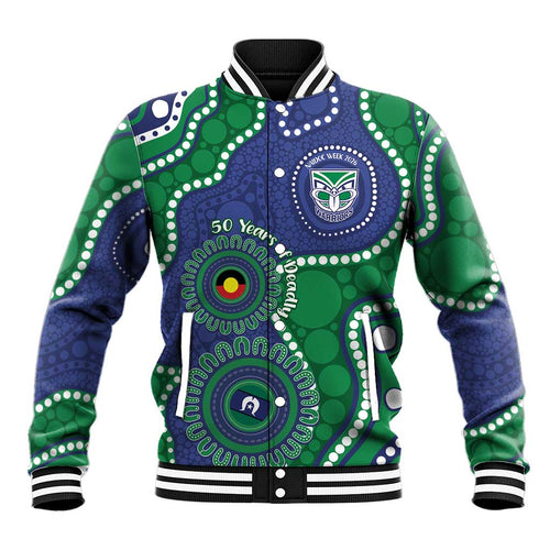 Warriors NAIDOC Week 2026 Personalised Baseball Jacket 50 Years of Deadly Aboriginal Art