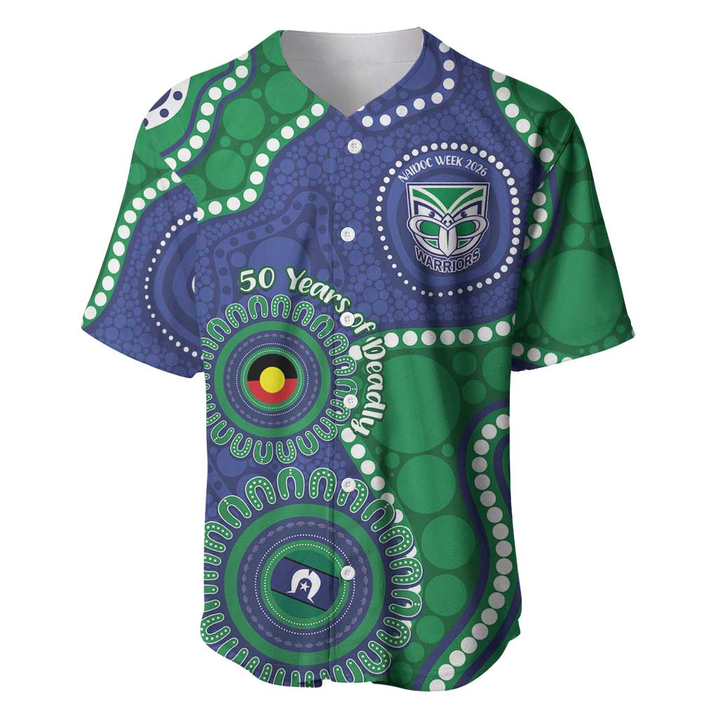 Warriors NAIDOC Week 2026 Personalised Baseball Jersey 50 Years of Deadly Aboriginal Art