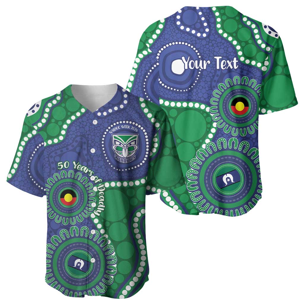Warriors NAIDOC Week 2026 Personalised Baseball Jersey 50 Years of Deadly Aboriginal Art