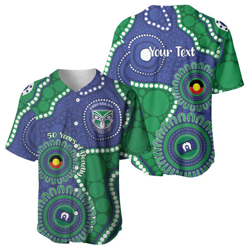 Warriors NAIDOC Week 2026 Personalised Baseball Jersey 50 Years of Deadly Aboriginal Art