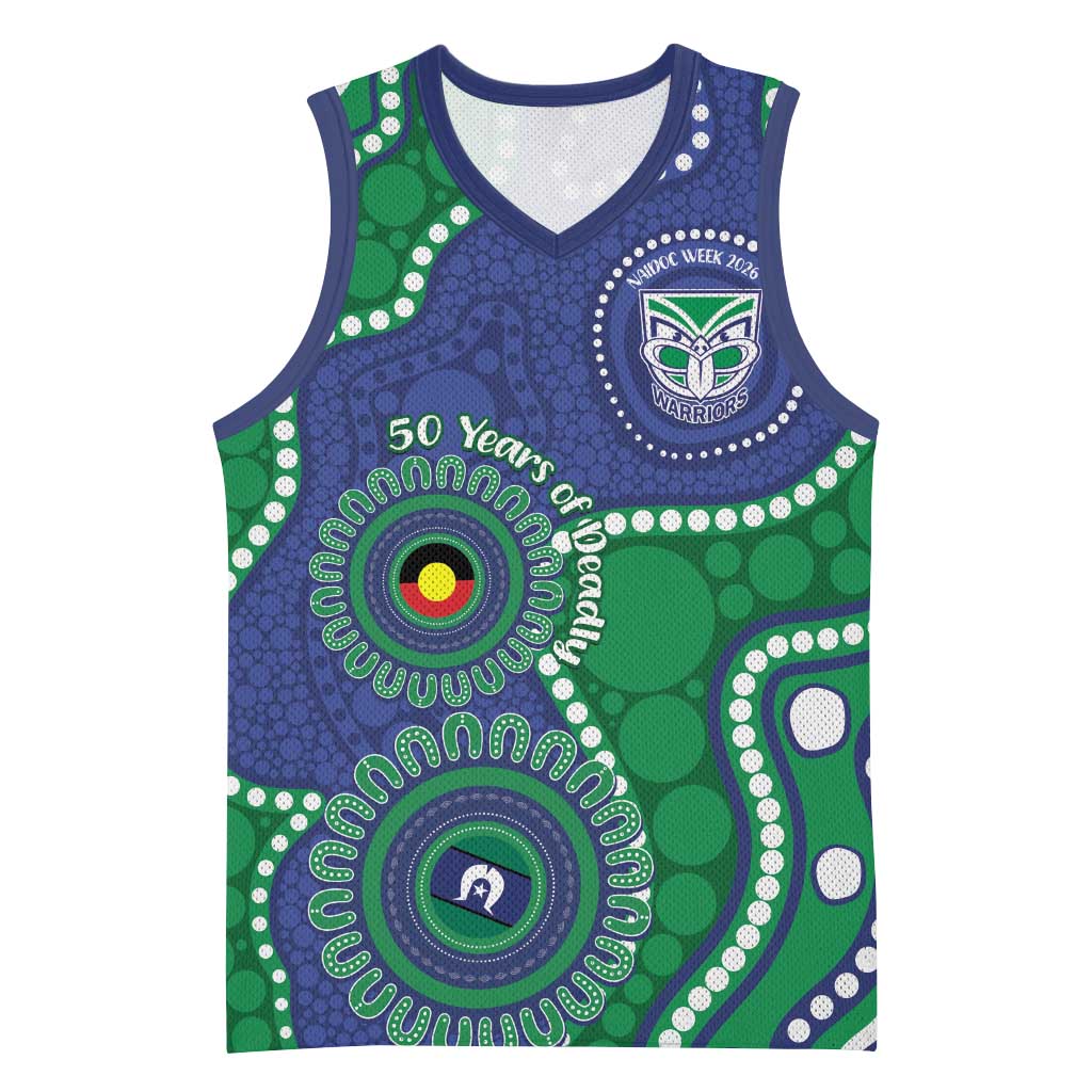 Warriors NAIDOC Week 2026 Personalised Basketball Jersey 50 Years of Deadly Aboriginal Art