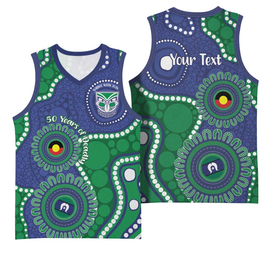 Warriors NAIDOC Week 2026 Personalised Basketball Jersey 50 Years of Deadly Aboriginal Art