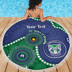 Warriors NAIDOC Week 2026 Personalised Beach Blanket 50 Years of Deadly Aboriginal Art