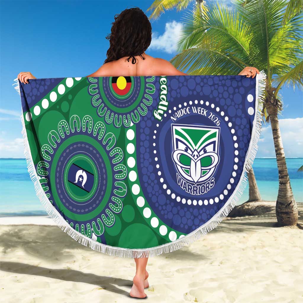 Warriors NAIDOC Week 2026 Personalised Beach Blanket 50 Years of Deadly Aboriginal Art