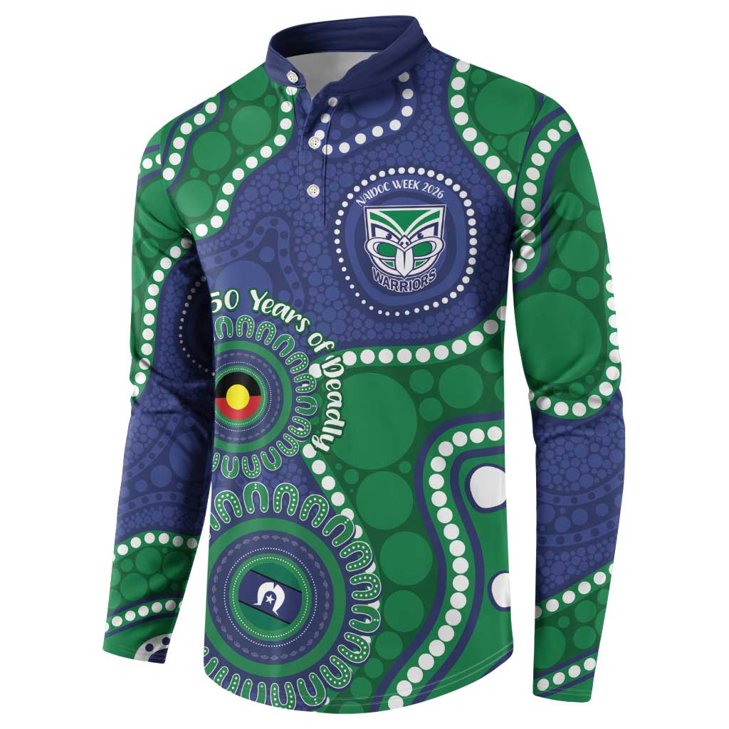 Warriors NAIDOC Week 2026 Personalised Button Sweatshirt 50 Years of Deadly Aboriginal Art