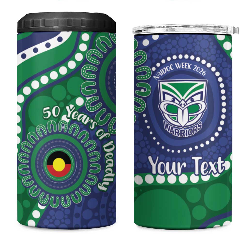Warriors NAIDOC Week 2026 Personalised 4 in 1 Can Cooler Tumbler 50 Years of Deadly Aboriginal Art