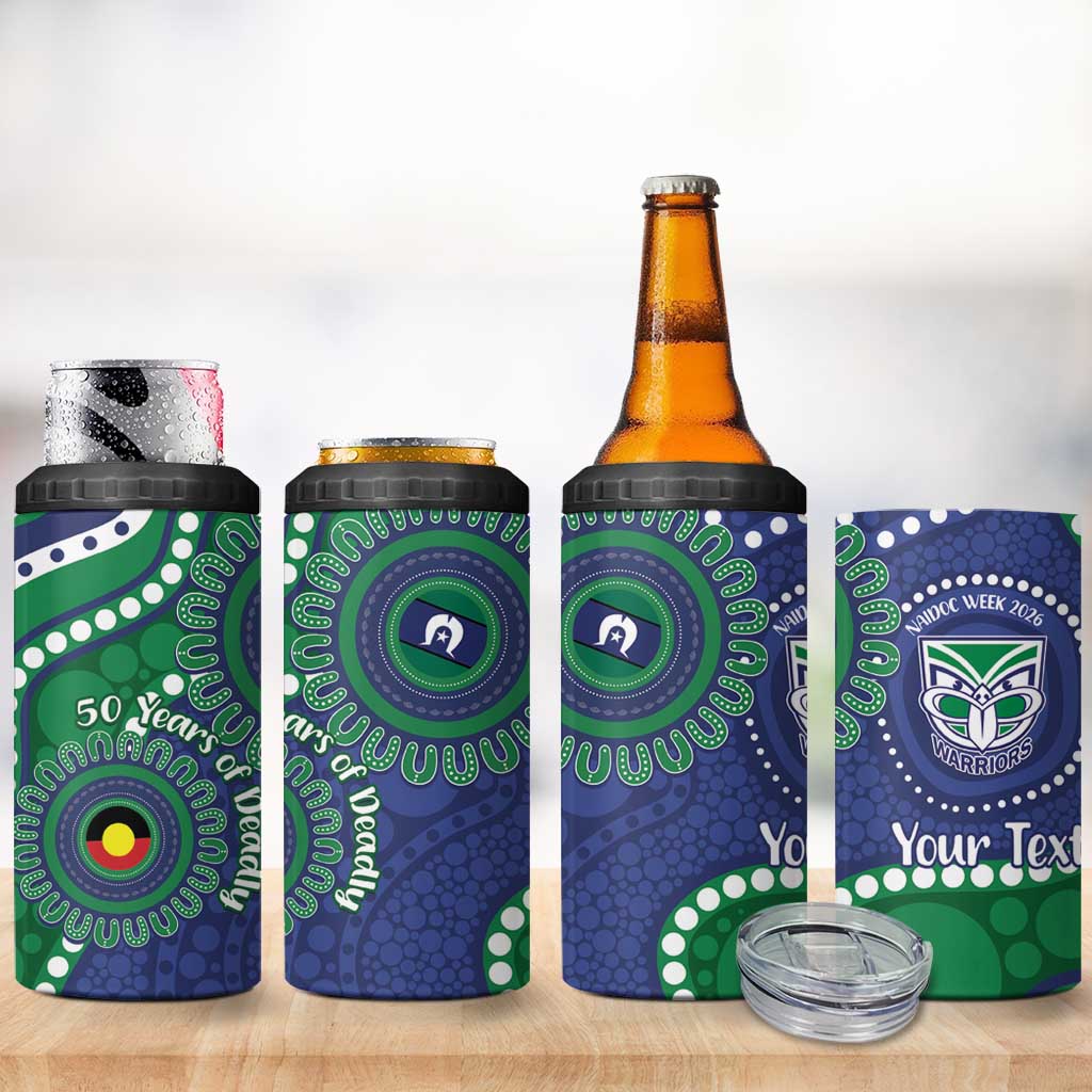 Warriors NAIDOC Week 2026 Personalised 4 in 1 Can Cooler Tumbler 50 Years of Deadly Aboriginal Art