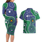 Warriors NAIDOC Week 2026 Personalised Couples Matching Long Sleeve Bodycon Dress and Hawaiian Shirt 50 Years of Deadly Aboriginal Art