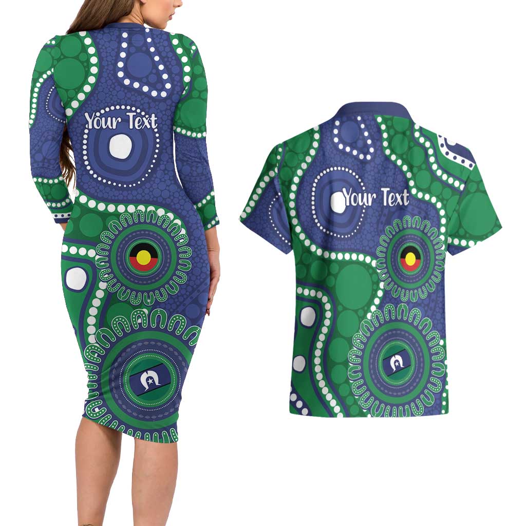 Warriors NAIDOC Week 2026 Personalised Couples Matching Long Sleeve Bodycon Dress and Hawaiian Shirt 50 Years of Deadly Aboriginal Art