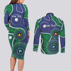 Warriors NAIDOC Week 2026 Personalised Couples Matching Long Sleeve Bodycon Dress and Long Sleeve Button Shirt 50 Years of Deadly Aboriginal Art