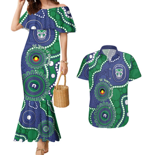 Warriors NAIDOC Week 2026 Personalised Couples Matching Mermaid Dress and Hawaiian Shirt 50 Years of Deadly Aboriginal Art
