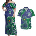 Warriors NAIDOC Week 2026 Personalised Couples Matching Off Shoulder Maxi Dress and Hawaiian Shirt 50 Years of Deadly Aboriginal Art
